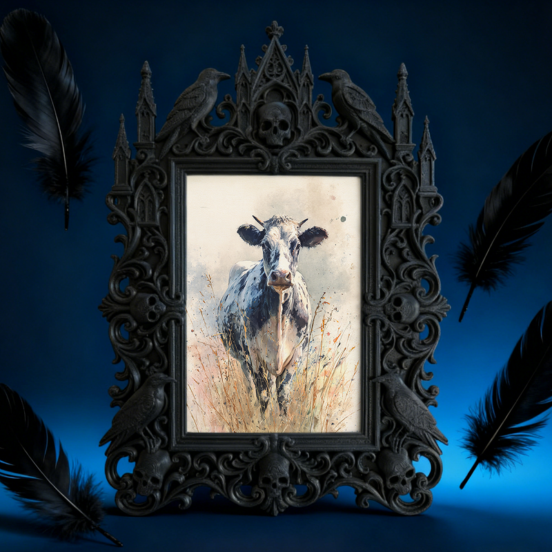 Reel-hit Gothic Dark-style Photo Frame | Gothic Brow Henna Studio Display Decor, Photo Ornament, Wall-mountable & Tabletop, High-gloss Frame