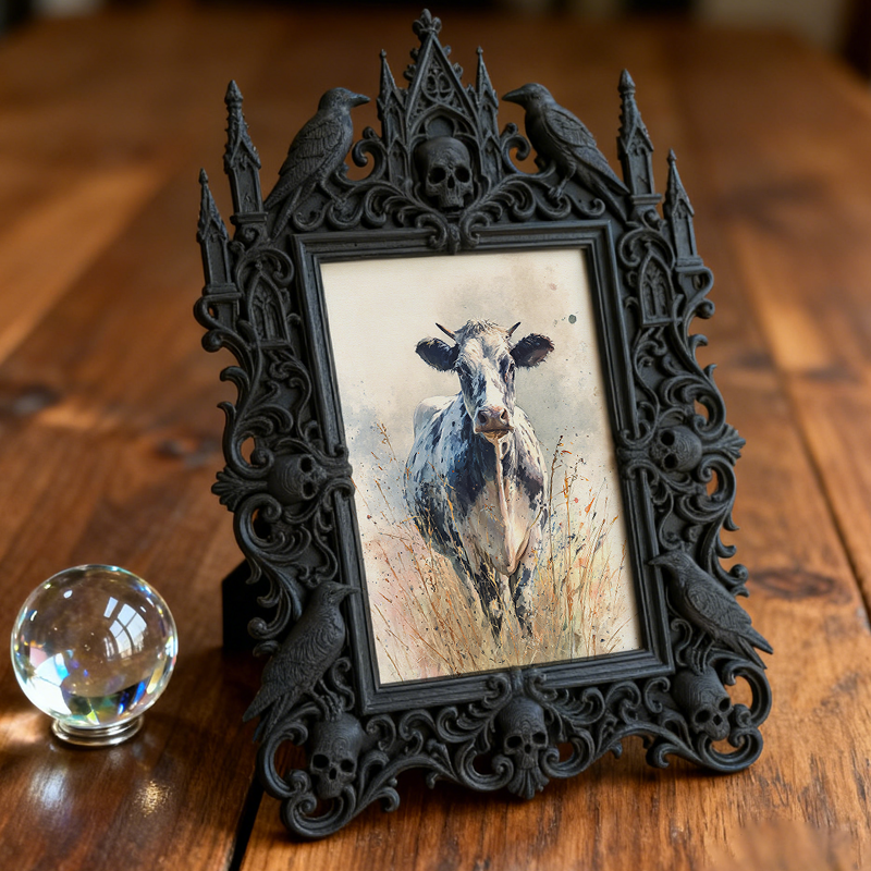Reel-hit Gothic Dark-style Photo Frame | Gothic Brow Henna Studio Display Decor, Photo Ornament, Wall-mountable & Tabletop, High-gloss Frame