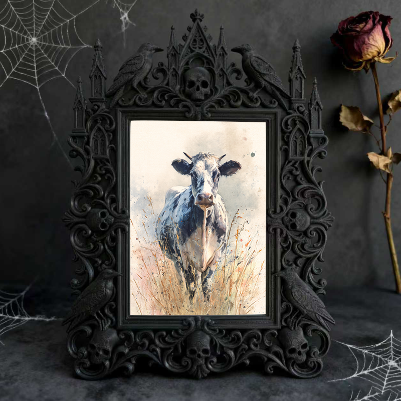 Reel-hit Gothic Dark-style Photo Frame | Gothic Brow Henna Studio Display Decor, Photo Ornament, Wall-mountable & Tabletop, High-gloss Frame