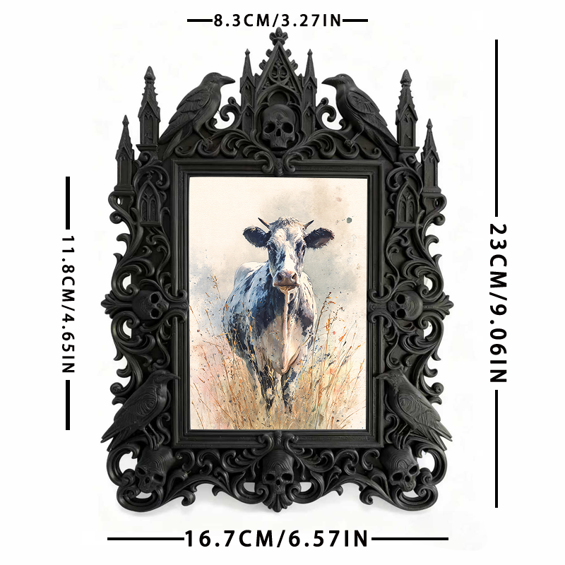 Reel-hit Gothic Dark-style Photo Frame | Gothic Brow Henna Studio Display Decor, Photo Ornament, Wall-mountable & Tabletop, High-gloss Frame
