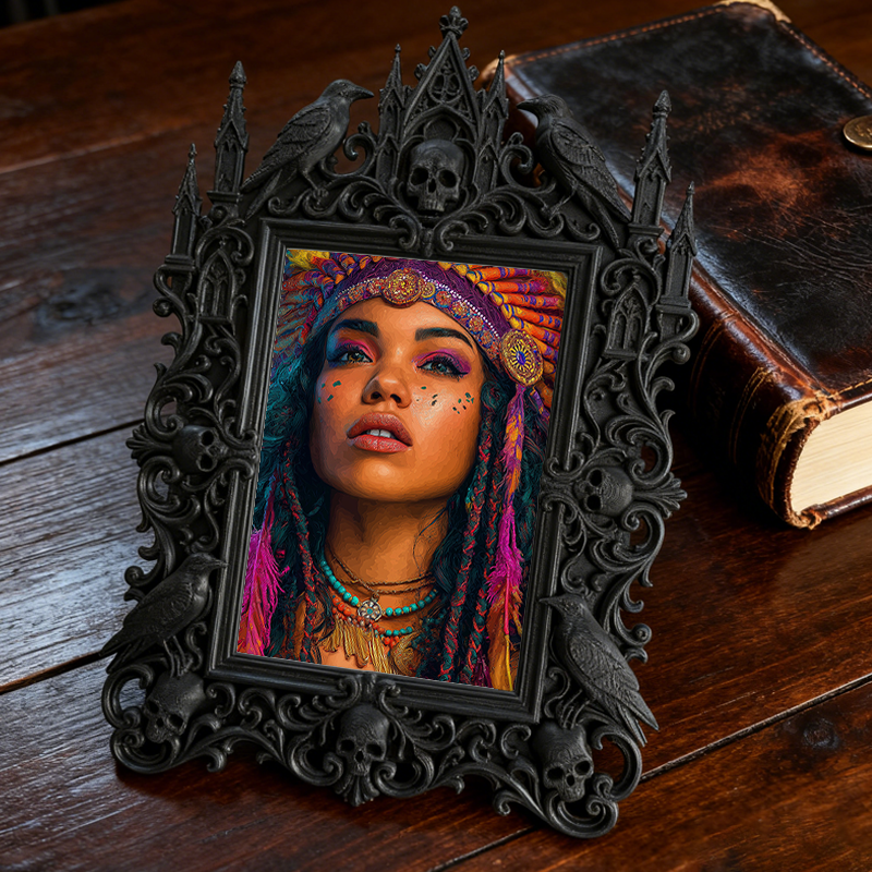 Cool-edgy-pick Gothic Dark-style Photo Frame | Horror Video Game Fan Art Gallery Decor, Photo Ornament, Dual-use Display, Minimalist Frame