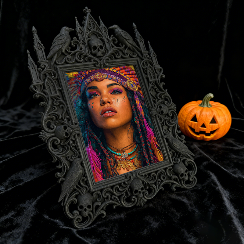 Cool-edgy-pick Gothic Dark-style Photo Frame | Horror Video Game Fan Art Gallery Decor, Photo Ornament, Dual-use Display, Minimalist Frame