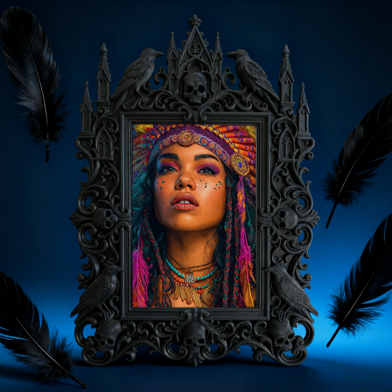 Cool-edgy-pick Gothic Dark-style Photo Frame | Horror Video Game Fan Art Gallery Decor, Photo Ornament, Dual-use Display, Minimalist Frame