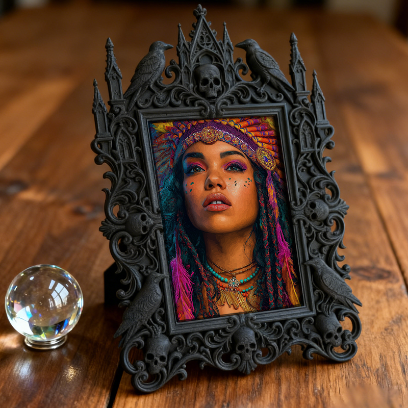 Cool-edgy-pick Gothic Dark-style Photo Frame | Horror Video Game Fan Art Gallery Decor, Photo Ornament, Dual-use Display, Minimalist Frame