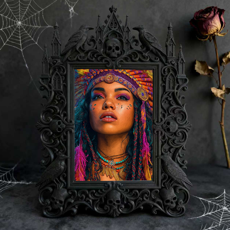 Cool-edgy-pick Gothic Dark-style Photo Frame | Horror Video Game Fan Art Gallery Decor, Photo Ornament, Dual-use Display, Minimalist Frame
