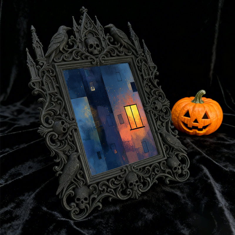 Classy-dark-vibe Gothic Dark-style Photo Frame | Dark Academia Book Binding Tool Shop Decor, Photo Ornament, Wall-mountable & Tabletop, Prac
