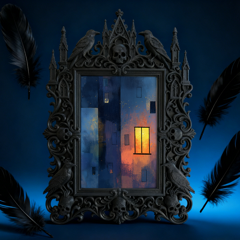 Classy-dark-vibe Gothic Dark-style Photo Frame | Dark Academia Book Binding Tool Shop Decor, Photo Ornament, Wall-mountable & Tabletop, Prac