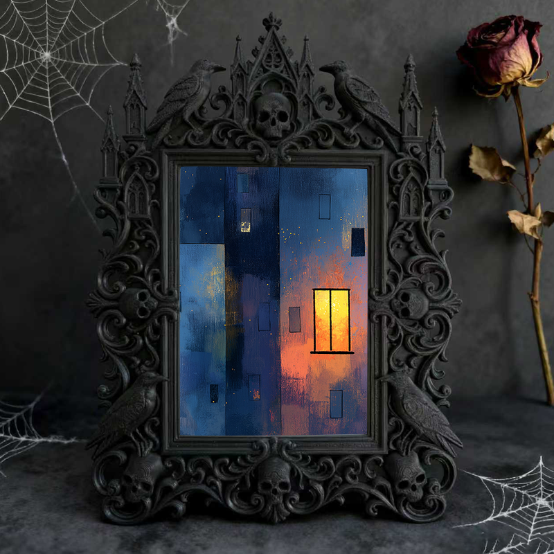 Classy-dark-vibe Gothic Dark-style Photo Frame | Dark Academia Book Binding Tool Shop Decor, Photo Ornament, Wall-mountable & Tabletop, Prac