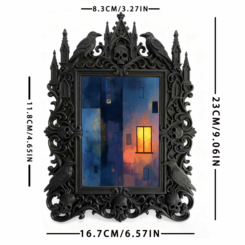 Classy-dark-vibe Gothic Dark-style Photo Frame | Dark Academia Book Binding Tool Shop Decor, Photo Ornament, Wall-mountable & Tabletop, Prac