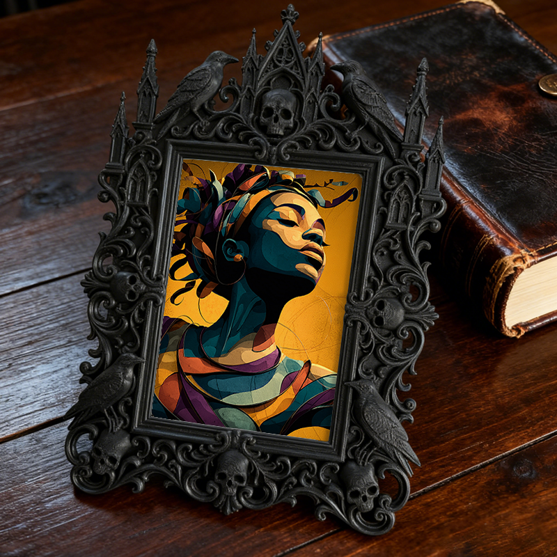 Tough-durable-pick Gothic Dark-style Photo Frame | Gothic Motorcycle Helmet Customization Shop Decor, Photo Ornament, Dual-use Display, Wear