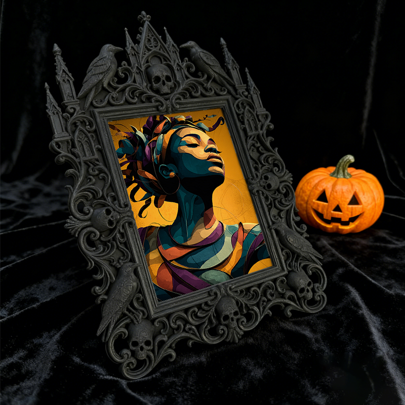 Tough-durable-pick Gothic Dark-style Photo Frame | Gothic Motorcycle Helmet Customization Shop Decor, Photo Ornament, Dual-use Display, Wear
