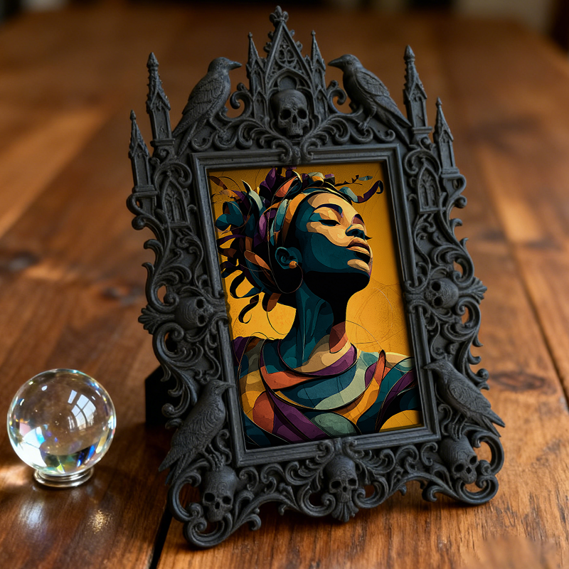 Tough-durable-pick Gothic Dark-style Photo Frame | Gothic Motorcycle Helmet Customization Shop Decor, Photo Ornament, Dual-use Display, Wear