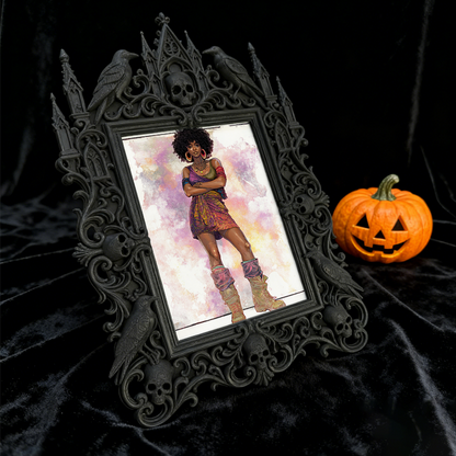 Refined-spooky Gothic Dark-style Photo Frame | Paranormal Museum Exhibition Hall Decor, Photo Ornament, Wall-mountable & Tabletop, Elegant F