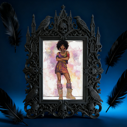 Refined-spooky Gothic Dark-style Photo Frame | Paranormal Museum Exhibition Hall Decor, Photo Ornament, Wall-mountable & Tabletop, Elegant F