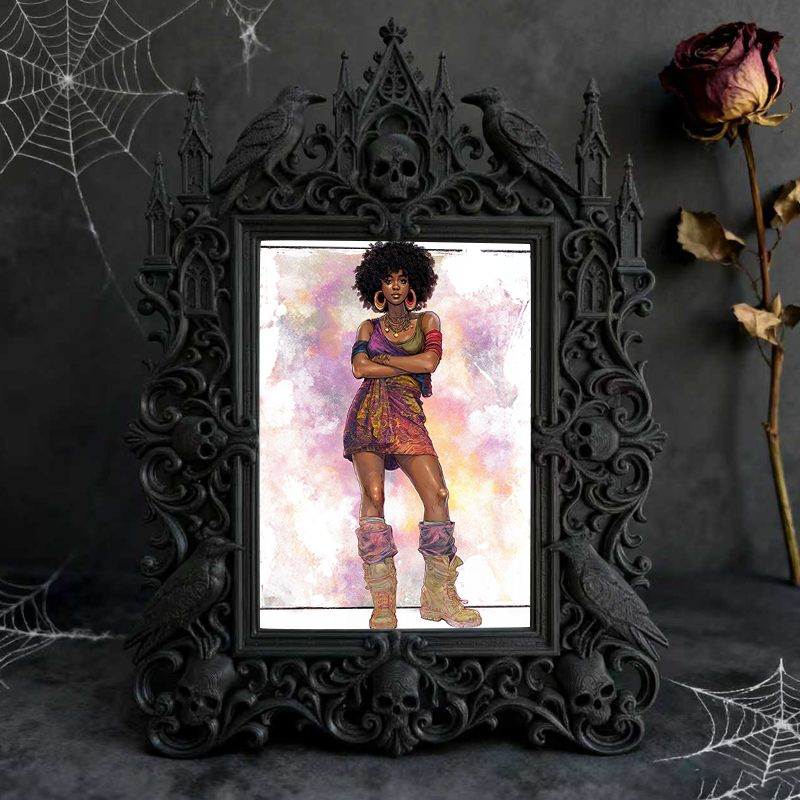 Refined-spooky Gothic Dark-style Photo Frame | Paranormal Museum Exhibition Hall Decor, Photo Ornament, Wall-mountable & Tabletop, Elegant F