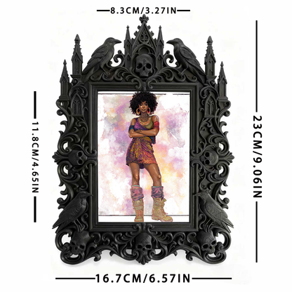 Refined-spooky Gothic Dark-style Photo Frame | Paranormal Museum Exhibition Hall Decor, Photo Ornament, Wall-mountable & Tabletop, Elegant F