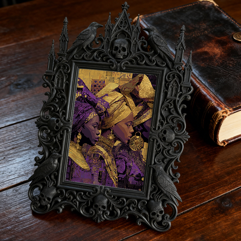 Eye-catching-dark Gothic Dark-style Photo Frame | Dark Fantasy Resin Coaster Shop Decor, Photo Ornament, Wall-mountable & Tabletop, Creative