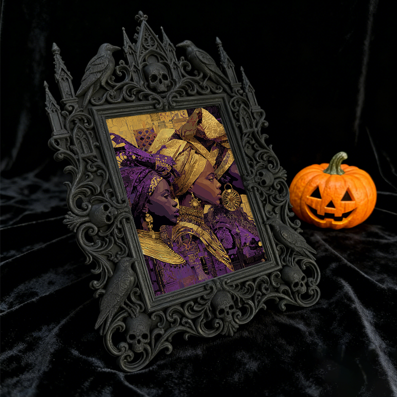 Eye-catching-dark Gothic Dark-style Photo Frame | Dark Fantasy Resin Coaster Shop Decor, Photo Ornament, Wall-mountable & Tabletop, Creative