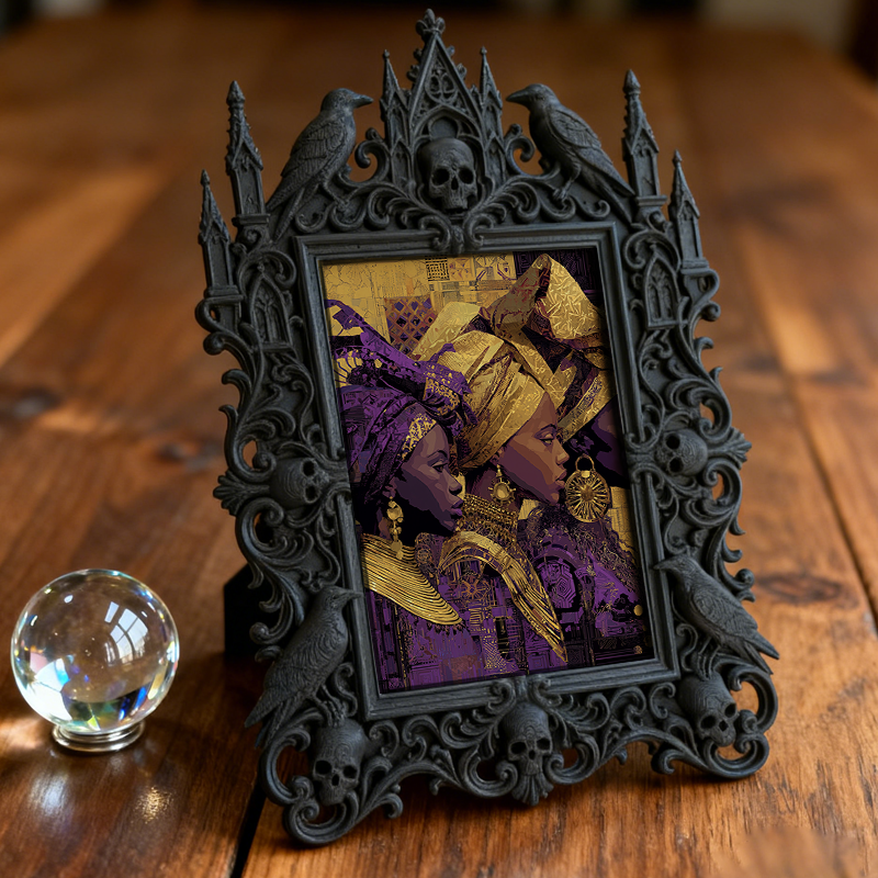 Eye-catching-dark Gothic Dark-style Photo Frame | Dark Fantasy Resin Coaster Shop Decor, Photo Ornament, Wall-mountable & Tabletop, Creative