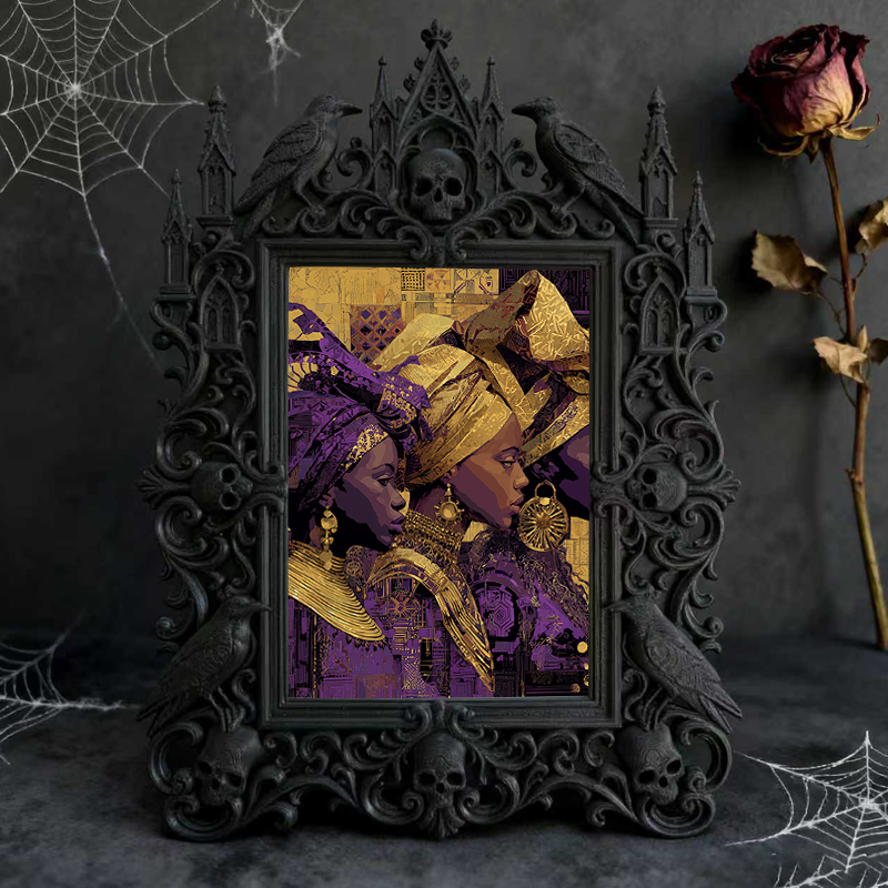 Eye-catching-dark Gothic Dark-style Photo Frame | Dark Fantasy Resin Coaster Shop Decor, Photo Ornament, Wall-mountable & Tabletop, Creative