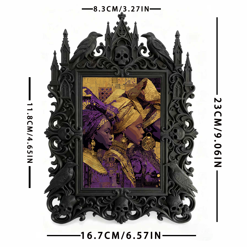 Eye-catching-dark Gothic Dark-style Photo Frame | Dark Fantasy Resin Coaster Shop Decor, Photo Ornament, Wall-mountable & Tabletop, Creative