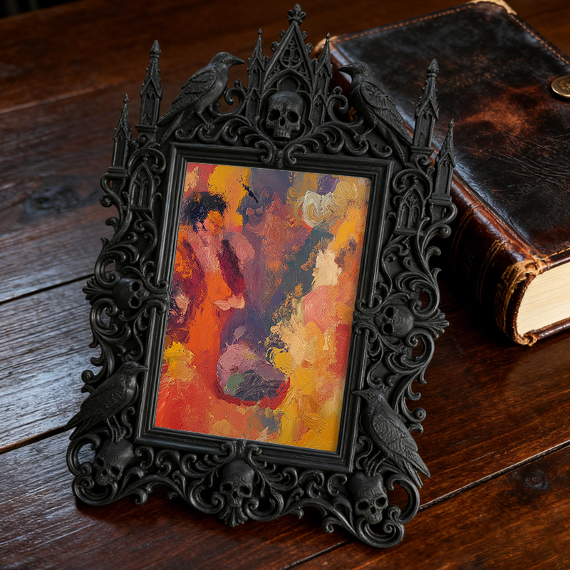 Adorable-spooky Gothic Dark-style Photo Frame | Gothic Handmade Pet Collar Bell Shop Decor, Photo Ornament, Dual-use Display, Cute Frame