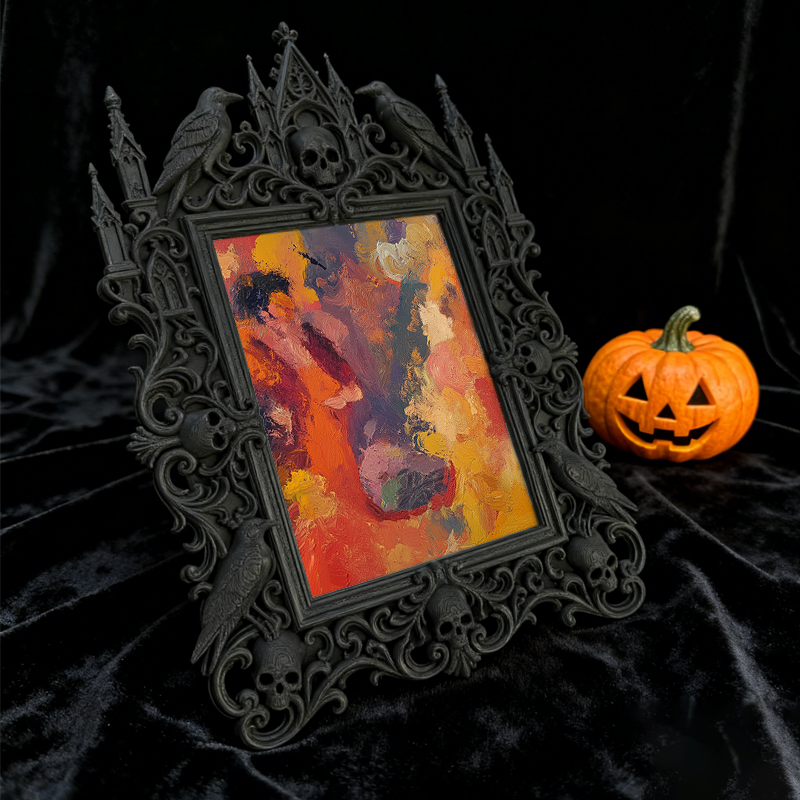 Adorable-spooky Gothic Dark-style Photo Frame | Gothic Handmade Pet Collar Bell Shop Decor, Photo Ornament, Dual-use Display, Cute Frame