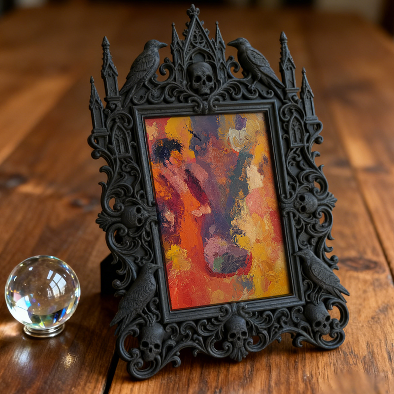 Adorable-spooky Gothic Dark-style Photo Frame | Gothic Handmade Pet Collar Bell Shop Decor, Photo Ornament, Dual-use Display, Cute Frame