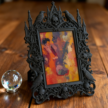 Adorable-spooky Gothic Dark-style Photo Frame | Gothic Handmade Pet Collar Bell Shop Decor, Photo Ornament, Dual-use Display, Cute Frame