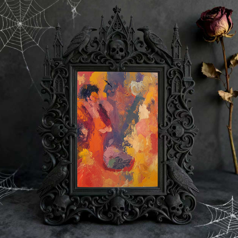 Adorable-spooky Gothic Dark-style Photo Frame | Gothic Handmade Pet Collar Bell Shop Decor, Photo Ornament, Dual-use Display, Cute Frame