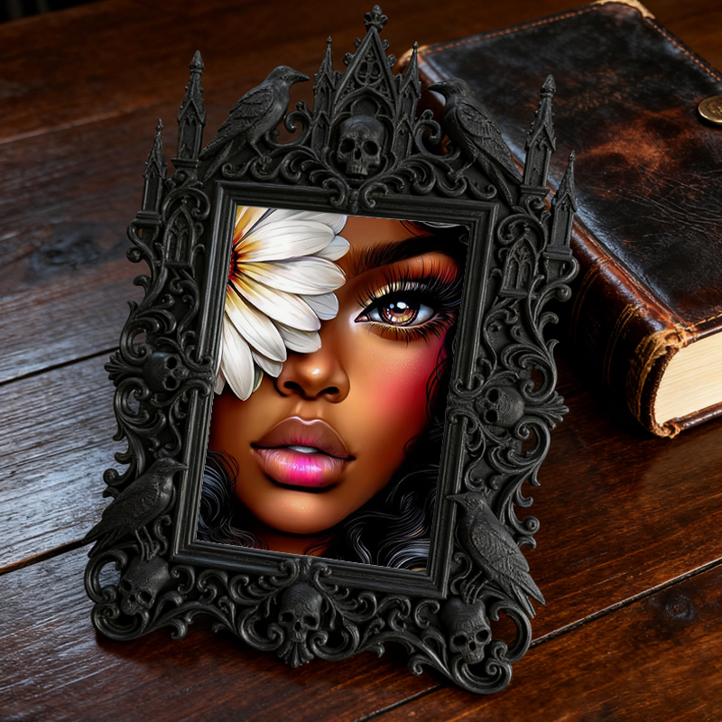 Trending-hot-now Gothic Dark-style Photo Frame | Gothic Halloween Cemetery Themed Party Decor, Photo Ornament, Wall-mountable & Tabletop, Pl