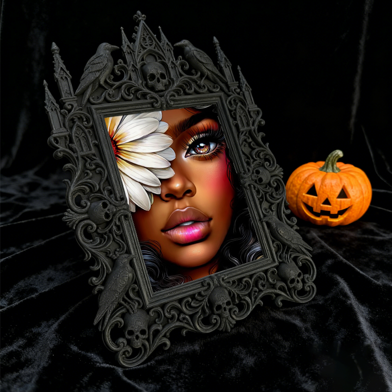 Trending-hot-now Gothic Dark-style Photo Frame | Gothic Halloween Cemetery Themed Party Decor, Photo Ornament, Wall-mountable & Tabletop, Pl