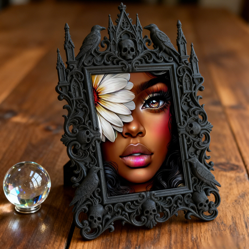 Trending-hot-now Gothic Dark-style Photo Frame | Gothic Halloween Cemetery Themed Party Decor, Photo Ornament, Wall-mountable & Tabletop, Pl