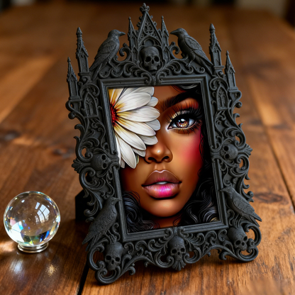 Trending-hot-now Gothic Dark-style Photo Frame | Gothic Halloween Cemetery Themed Party Decor, Photo Ornament, Wall-mountable & Tabletop, Pl