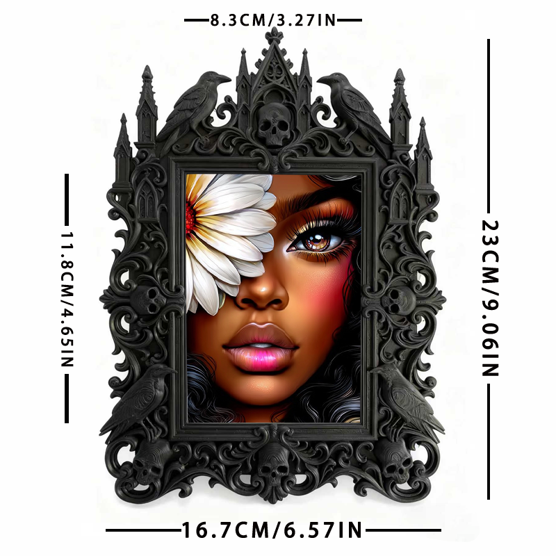 Trending-hot-now Gothic Dark-style Photo Frame | Gothic Halloween Cemetery Themed Party Decor, Photo Ornament, Wall-mountable & Tabletop, Pl