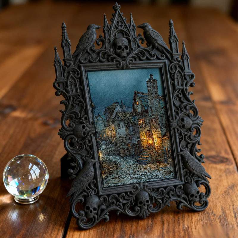 Crowd-pleaser-pick Gothic Dark-style Photo Frame | Horror Cosplay Prop Making Workshop Decor, Photo Ornament, Wall-mountable & Tabletop, Lig