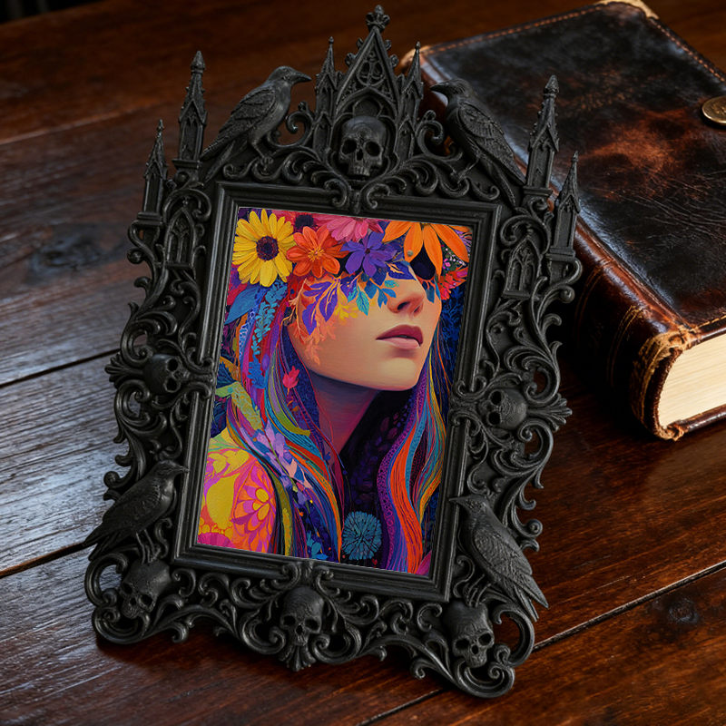 Fast-moving-gem Gothic Dark-style Photo Frame | Gothic Dark Roast Coffee Bean Roastery Decor, Photo Ornament, Dual-use Display, Retro Plasti