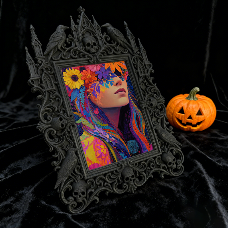 Fast-moving-gem Gothic Dark-style Photo Frame | Gothic Dark Roast Coffee Bean Roastery Decor, Photo Ornament, Dual-use Display, Retro Plasti