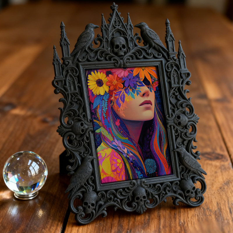 Fast-moving-gem Gothic Dark-style Photo Frame | Gothic Dark Roast Coffee Bean Roastery Decor, Photo Ornament, Dual-use Display, Retro Plasti