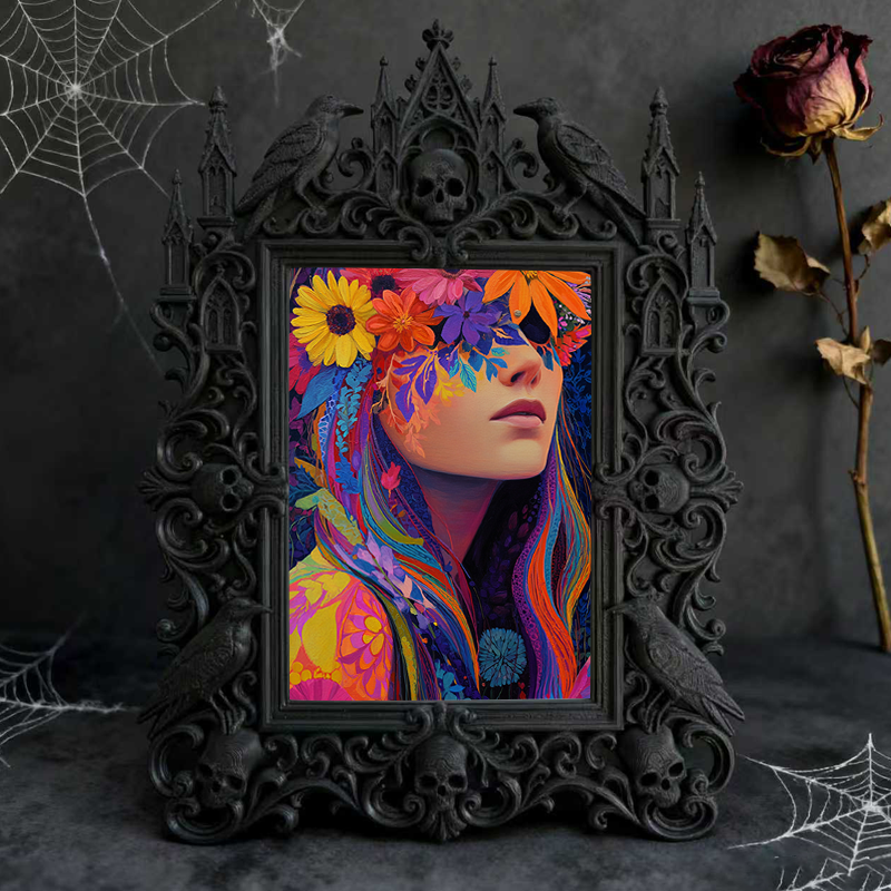 Fast-moving-gem Gothic Dark-style Photo Frame | Gothic Dark Roast Coffee Bean Roastery Decor, Photo Ornament, Dual-use Display, Retro Plasti