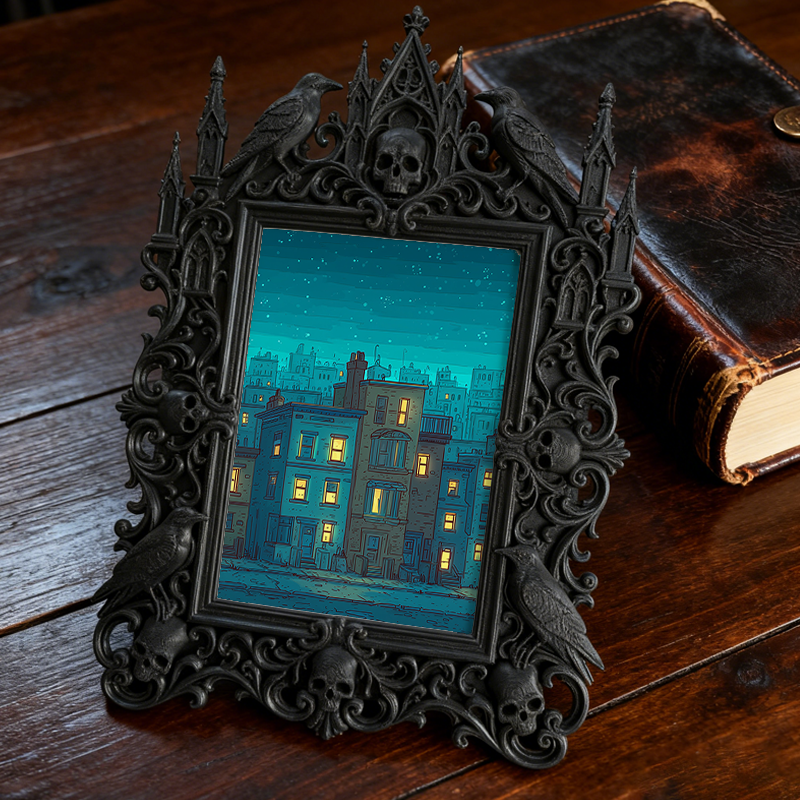 Highly-recommended-pick Gothic Dark-style Photo Frame | Witchy Crystal Cluster Display Shop Decor, Photo Ornament, Wall-mountable & Tabletop
