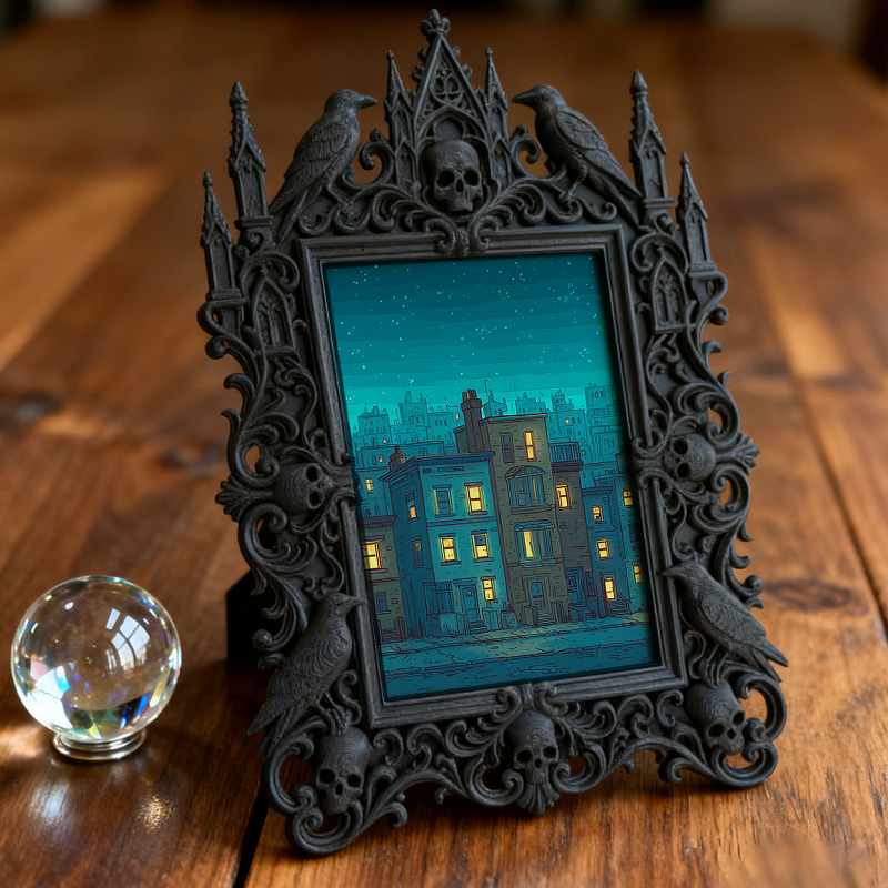 Highly-recommended-pick Gothic Dark-style Photo Frame | Witchy Crystal Cluster Display Shop Decor, Photo Ornament, Wall-mountable & Tabletop