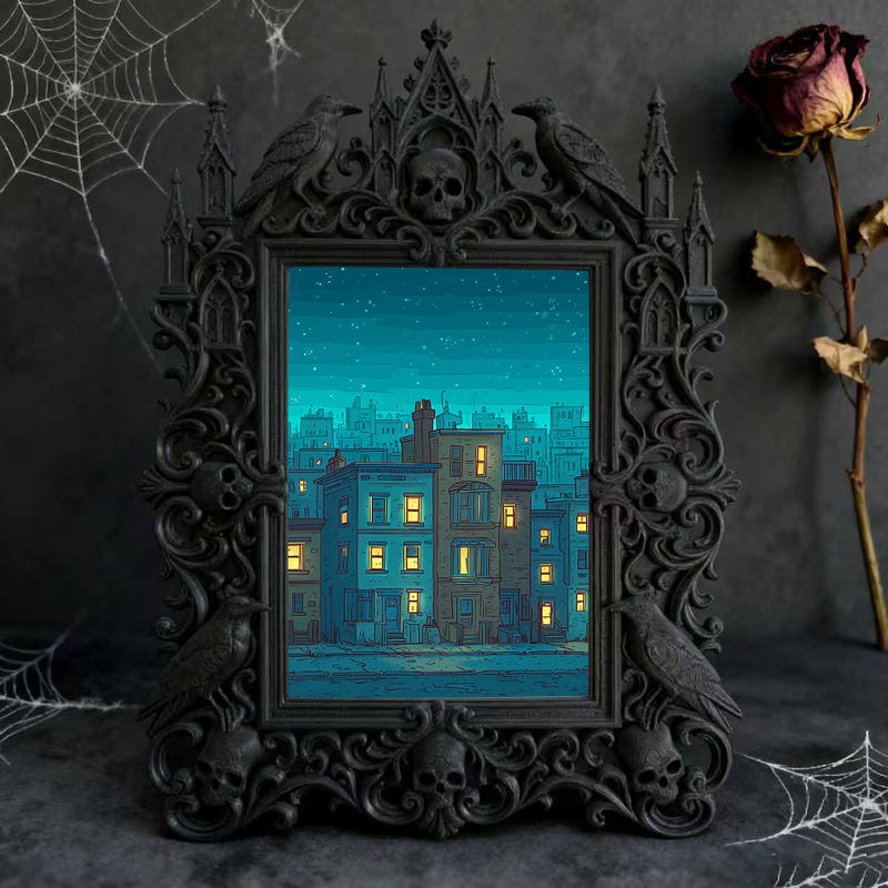 Highly-recommended-pick Gothic Dark-style Photo Frame | Witchy Crystal Cluster Display Shop Decor, Photo Ornament, Wall-mountable & Tabletop
