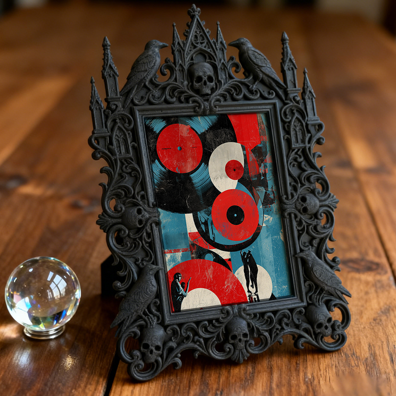 Style-icon-pick Gothic Dark-style Photo Frame | Gothic Kids’ Vampire Cape Display Decor, Photo Ornament, Wall/Table Dual-use, Eco-friendly F