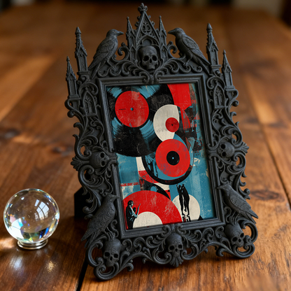 Style-icon-pick Gothic Dark-style Photo Frame | Gothic Kids’ Vampire Cape Display Decor, Photo Ornament, Wall/Table Dual-use, Eco-friendly F