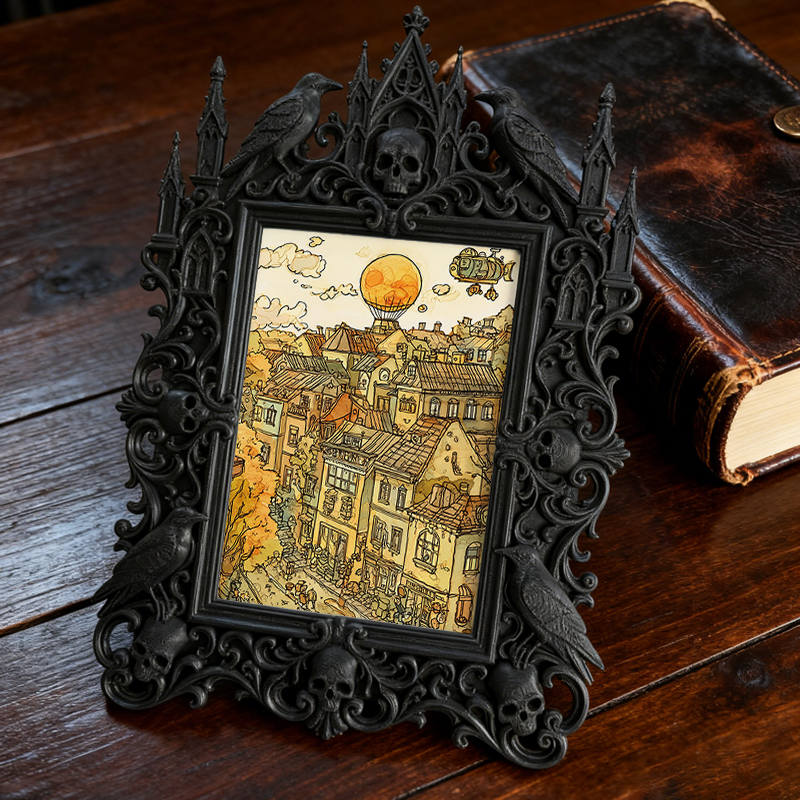 Must-buy-gothic Gothic Dark-style Photo Frame | Dark Dried Flower Hair Clip Shop Decor, Photo Ornament, Wall-mountable & Tabletop, Slim Fram