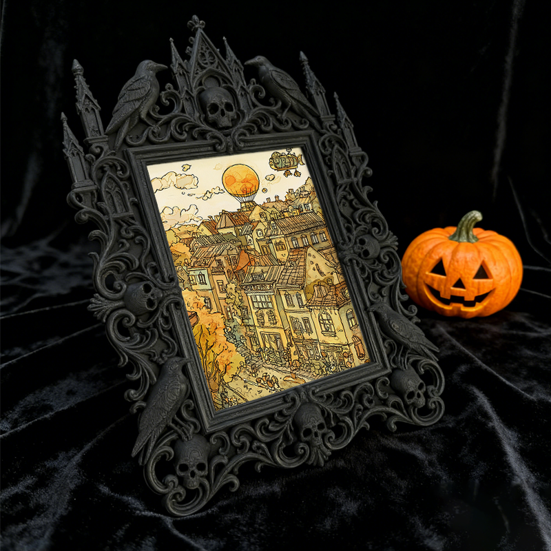 Must-buy-gothic Gothic Dark-style Photo Frame | Dark Dried Flower Hair Clip Shop Decor, Photo Ornament, Wall-mountable & Tabletop, Slim Fram
