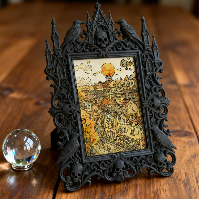 Must-buy-gothic Gothic Dark-style Photo Frame | Dark Dried Flower Hair Clip Shop Decor, Photo Ornament, Wall-mountable & Tabletop, Slim Fram