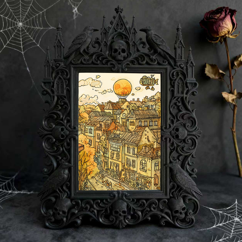 Must-buy-gothic Gothic Dark-style Photo Frame | Dark Dried Flower Hair Clip Shop Decor, Photo Ornament, Wall-mountable & Tabletop, Slim Fram
