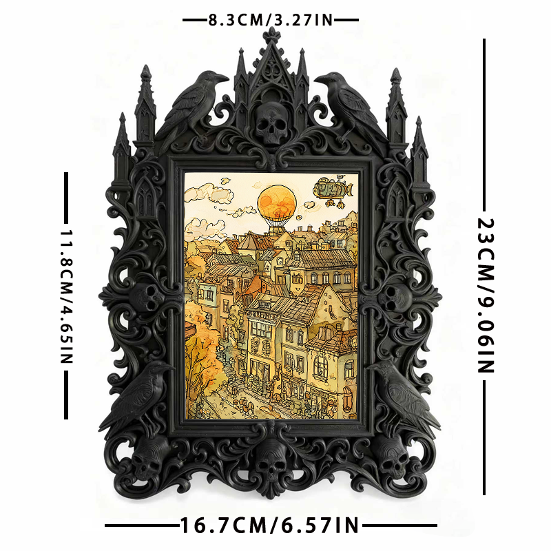 Must-buy-gothic Gothic Dark-style Photo Frame | Dark Dried Flower Hair Clip Shop Decor, Photo Ornament, Wall-mountable & Tabletop, Slim Fram